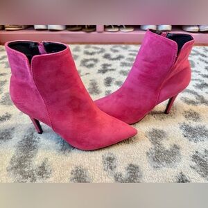 Stylish Pink Suede Ankle Boots Size 38